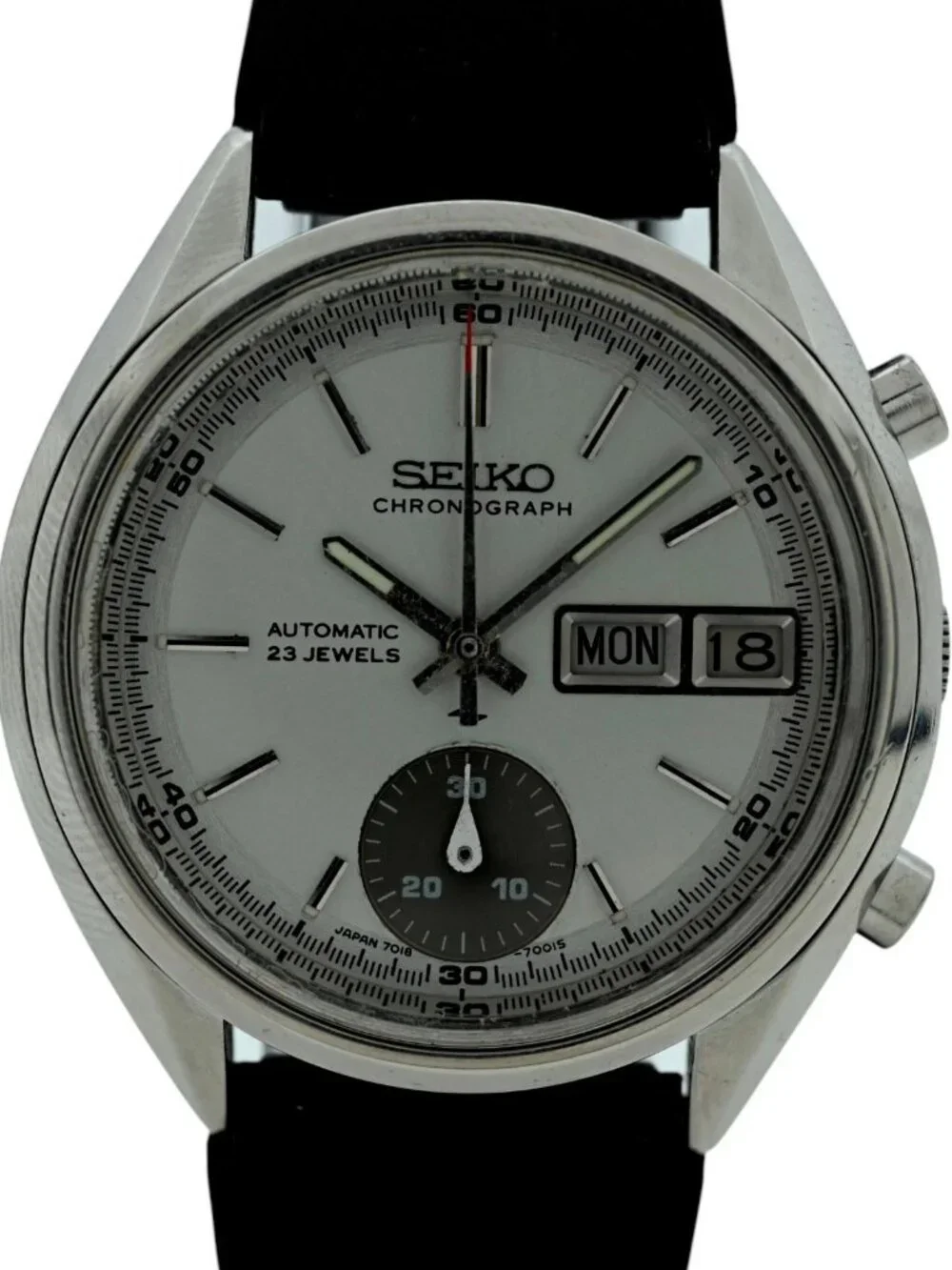 Seiko 37mm Men's Flyback Automatic Chronograph Day-Date Watch! Ref: 7018-7000!